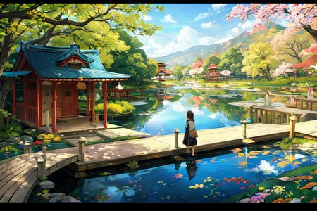 08877-1805486100-1girl, looking at the viewer, water, pond, lake, shrine, koi.png